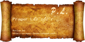 Prager Lázár névjegykártya